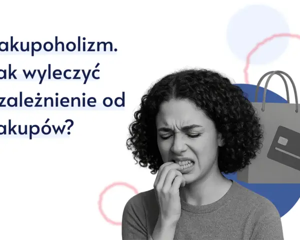 Zakupoholizm. Jak wyleczyć uzależnienie od zakupów? Kobieta zmartwiona, obok torba i karta płatnicza.