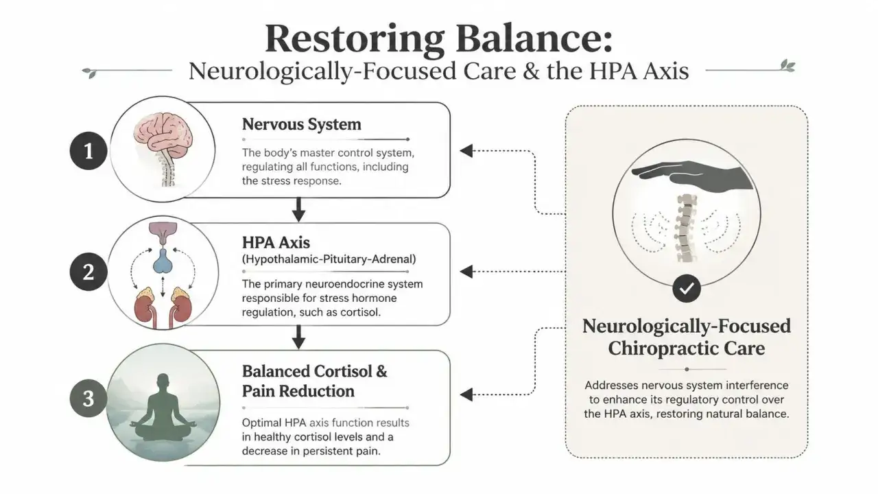 Oś HPA reguluje stres, w tym poziom kortyzolu. Neurologicznie ukierunkowana opieka przywraca równowagę.